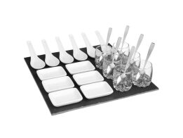 Σετ Σερβιρίσματος πλατό ορεκτικών με κεραμικά σκεύη, 25 τεμ. και δίσκο, 30x30x6.8 cm