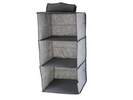 Υφασμάτινη Κρεμάστρα εσωτερικό Ράφι Ντουλάπας με 3 Διαμερίσματα σε γκρι χρώμα, 30x30x60 cm