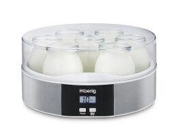 H.Koenig Συσκευή Παρασκευής Γιαουρτιού Γιαουρτομηχανή 15W με 7 βαζάκια των 200ml με καπάκια, ELY70