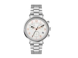 Ted Baker Ανδρικό Ρολόι Χειρός με Λευκό Καντράν και Ασημί Μπρασελέ με Χρονογράφους, BKPMMF121