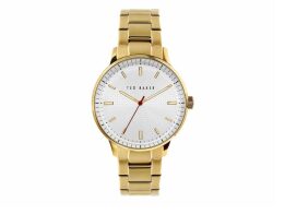 Ted Baker Ανδρικό Ρολόι Χειρός με Λευκό Καντράν και Χρυσό Μπρασελέ από Ανοξείδωτο Ατσάλι, BKPCSF114