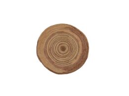 Στρογγυλό Χαλί Σαλονιού από Φυσική Γιούτα σε φυσική αποχρωση, με διάμετρο 90cm, Jute rug Μπεζ Ρίγες