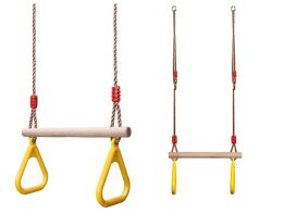 Παιδικοί κρίκοι και παιδικό μονόζυγο 2 σε 1 με σχοινί ασφαλείας, σε κίτρινο χρώμα