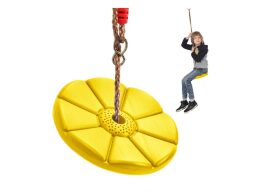 Παιδική κούνια Στρογγυλή κρεμαστή με ρυθμιζόμενο ύψος σε κίτρινο χρώμα, 27x4 cm