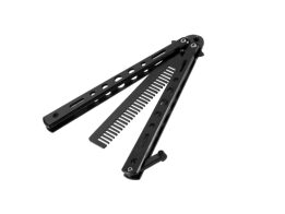 Πτυσσόμενη Πεταλούδα Εξάσκησης με Λεπίδα Χτένα, σε Μαύρο χρώμα