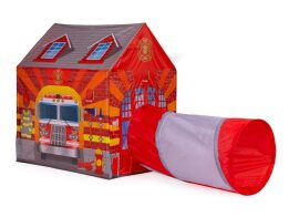 Παιδική Σκηνή σε σχήμα Σπιτάκι με Τούνελ με Θέμα Σταθμός Πυροσβεστικής από Πολυεστέρα, 190x73x102 cm