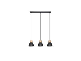 Διακοσμητικό φωτιστικό οροφής με 3 κρεμαστές λάμπες σε μαύρο χρώμα, 64x17.5x100 cm