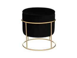 Σκαμπό Σαλονιού με βελούδινη επιφάνεια και αποθηκευτικό χώρο, σε μαύρο χρώμα, 42x42x44 cm