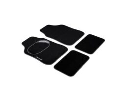 Dunlop Σετ πατάκια αυτοκινήτου 4 τεμαχίων μαύρα, με ενισχυμένο μαξιλάρι φτέρνας, 66x1x44 cm