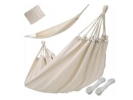 Kρεμαστή Αιώρα Κήπου Μονή Υφασμάτινη Μέγιστου Βάρους Αντοχής 200 kg σε Κρεμ χρώμα, 80x200 cm