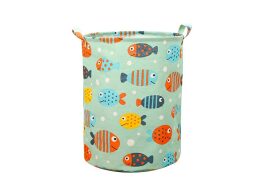 Παιδικό καλάθι απλύτων, καλάθι αποθήκευσης με λαβές, από βαμβακερό μουσαμά, 35x35x45 cm