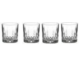 Σετ γυάλινα ποτήρια ουίσκι 4 τεμαχίων, με ανάγλυφο σχέδιο χωρητικότητας 330ml, 18x18x9.5 cm