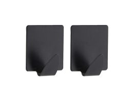 Σετ γάντζοι μπάνιου, άγκιστρα 2 τεμαχίων, ανοξείδωτοι, σε μαύρο χρώμα, 1.7x3.5x1.7 cm