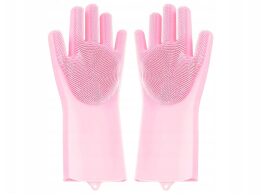 Γάντια Πλυσίματος Καθαρισμού Κουζίνας Σετ 2 τεμαχίων Αντιολισθητικά, από Σιλικόνη Ροζ