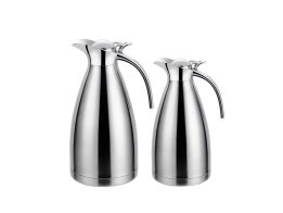 Aria Trade Σετ Κανάτες Θερμός 2 Τεμαχίων από Ανοξείδωτο Ατσάλι 1lt και 1.5lt Ασημί