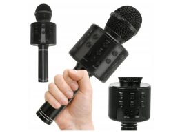 Aria Trade Ασύρματο Μικρόφωνο Καραόκε με Bluetooth και Ηχείο 7.5x7.5x23 cm Μαύρο