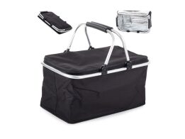 Ισοθερμική Τσάντα Καλάθι 30L, πλαίσιο αλουμινίου για παραλία, picnic, Μαύρο χρώμα, 48x22x22 cm