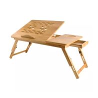 Πτυσσόμενο Ξύλινο Τραπέζι Φορητού Υπολογιστή  Από Bamboo Με Ρυθμιζόμενο Ύψος, 67x28x26.5 cm