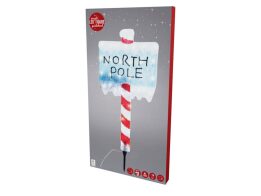 Χριστουγεννιάτικη Διακοσμητική Πινακίδα Βόρειος Πόλος με Φώτα LED Από Ακρυλικό, 39x4x78 cm