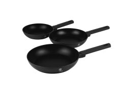 Berlinger Haus Σετ Τηγάνια 3 Τεμ. με Τριπλή Αντικολλητική Επίστρωση, Matte Black Collection, BH-8195