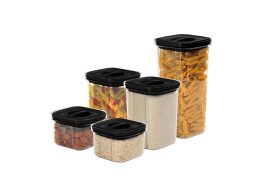 Berlinger Haus Σετ Πλαστικά Δοχεία 5 Τεμαχίων με Αεροστεγές Καπάκι, Matte Black Collection, BH-8577