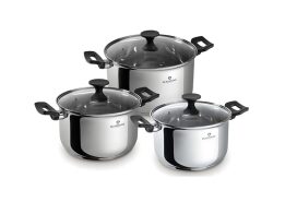 Blaumann Σετ Κατσαρόλες 6 Τμχ με Γυάλινα Καπάκια από Ανοξείδωτο Ατσάλι, Gourmet Line, BL-3863