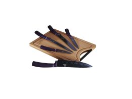 Berlinger Haus Σετ Μαχαίρια 5 τεμαχίων Ανοξείδωτα, με Ξύλο Κοπής, Purple Eclipse Collection BH-2683