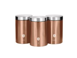 Berlinger Haus Σετ Μεταλλικά Βάζα 3 τεμ για Καφέ, Ζάχαρη, Τσάι, Metallic Line Rose Gold BH-6720