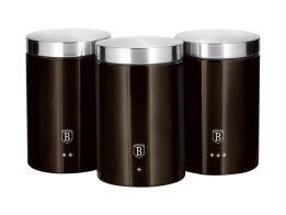 Berlinger Haus Σετ Μεταλλικά Βάζα 3 τεμ για Καφέ, Ζάχαρη, Τσάι, Metallic Line Shiny Black BH-6828