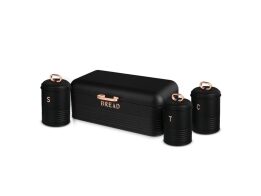 Berlinger Haus Σετ Ψωμιέρα με Δοχεία Καφέ, Ζάχαρης και Τσάι 4 τμχ Ανοξείδωτα, Black Rose BH-6753