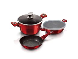 Berlinger Haus Σετ Μαγειρικά Αντικολλητικά Σκεύη 5 Tεμ από Αλουμίνιο, Metallic Line Burgundy BH-6780