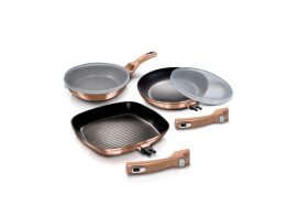 Berlinger Haus Σετ Τηγάνια 3 τεμαχίων και Γκριλ με Αποσπώμενες Λαβές, Rose Gold, BH-7038