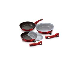 Berlinger Haus Σετ Τηγάνια από Αλουμίνιο με Αποσπώμενη Λαβή, Metallic Line Burgundy, BH-7053