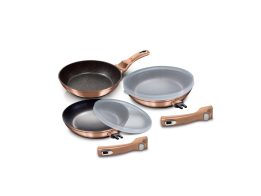 Berlinger Haus Σετ Τηγάνια από Αλουμίνιο με Αποσπώμενη Λαβή, Metallic Line Rose Gold, BH-7054