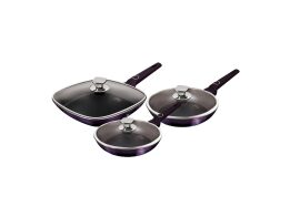 Berlinger Haus Σετ Αντικολλητικά Τηγάνια 6 τεμ με Καπάκι από Αλουμίνιο, Purple Eclipse BH-7107