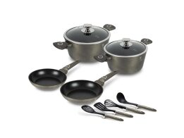 Berlinger Haus Σετ Αντικολλητικά Μαγειρικά Σκεύη 10 τεμ από Αλουμίνιο, Crystal Collection BH-7166