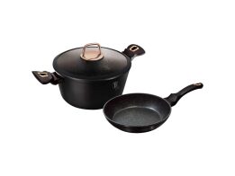 Berlinger Haus Σετ Αντικολλητικά Μαγειρικά Σκεύη 3 Τεμ από Αλουμίνιο, Black Rose BH-8167