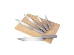 Berlinger Haus Σετ Μαχαίρια 5 τεμαχίων Ανοξείδωτα, με Ξύλο Κοπής, Taupe Collection, BH-2967