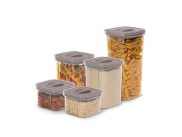 Berlinger Haus Σετ Πλαστικά Δοχεία 5 Τεμαχίων με Αεροστεγές Καπάκι, Taupe Collection BH-8576