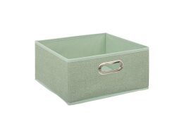 Πτυσσόμενο Υφασμάτινο Κουτί Αποθήκευσης με Λαβές σε Πράσινο Ανοιχτό, 31x31x15 cm