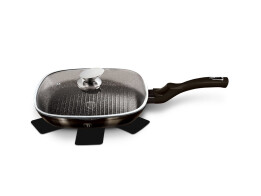 Berlinger Haus Τηγάνι γκριλ με καπάκι 28 εκ σε μαύρο χρώμα, Metallic Line Shiny Black BH-6612