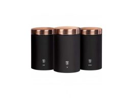 Berlinger Haus Σετ Μεταλλικά Βάζα 3 τεμ για Καφέ, Ζάχαρη, Τσάι, Black Rose Collection BH-1734N