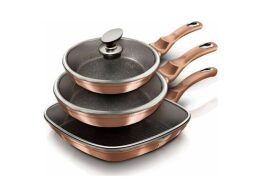 Berlinger Haus Σετ Τηγάνια 3 τεμ με Μαρμάρινη Επίστρωση, Metallic Line Rose Gold BH-6195