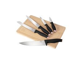 Berlinger Haus Σετ Ανοξείδωτα Μαχαίρια 6 Τεμαχίων με Ξύλο Κοπής, Black Rose BH-2963