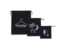 Σετ Τσάντες Οργάνωσης 3 Τεμαχίων με Διαφορετικά Σχέδια σε Μαύρο Χρώμα