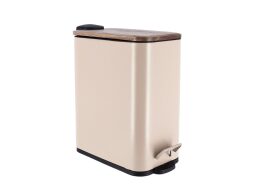 Μεταλλικός Κάδος Απορριμμάτων Μπάνιου με  Ξύλινο Καπάκι Χωρητικότητας 5lt, 28x14x28 cm