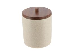 Δοχείο Οργάνωσης Μπάνιου για Βαμβάκι με Ξύλινο Καπάκι από Ακακία, 10x10x12.7 cm