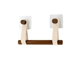 Επιτοίχια Βάση για Χαρτί Τουαλέτας από Μπαμπού με Ιμάντα από Δερματίνη και Αυτοκόλλητη Στήριξη