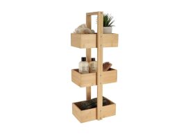Ξύλινη Ραφιέρα Οργάνωτής με 3 Ράφια από Bamboo, 25x18x66 cm