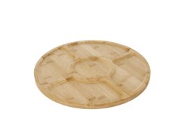 Περιστρεφόμενο Πλατό Τυριών Αλλαντικών Δίσκος Σερβιρίσματος Στρογγυλός από Μπαμπού